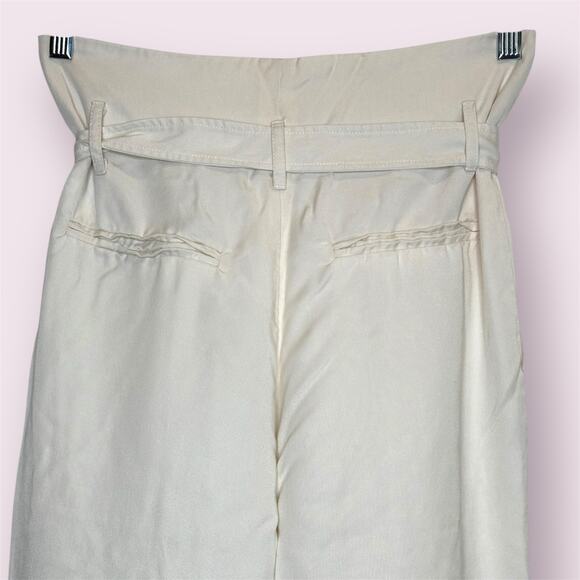 Reformation Norman pant Cream color Belted Paperbag Tie Ankle Pant sz 6 - Picture 10 of 12